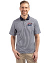 New York Giants Historic Cutter & Buck Virtue Eco Pique Micro Stripe Recycled Mens Big & Tall Polo Navy Blue/White Front Thumbnail Image