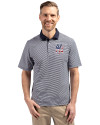 New York Yankees Stars & Stripes Cutter & Buck Virtue Eco Pique Micro Stripe Recycled Mens Polo Navy Blue/White Front Thumbnail Image