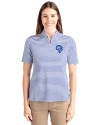 Los Angeles Rams Historic Cutter & Buck Virtue Eco Pique Stripe Recycled Womens Top Tour Blue Front Thumbnail Image
