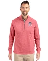 Detroit Tigers Stars & Stripes Cutter & Buck Adapt Eco Knit Heather Mens Big & Tall Quarter Zip Pullover Cardinal Red Heather Front Thumbnail Image
