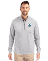 Los Angeles Chargers Historic Cutter & Buck Adapt Eco Knit Heather Mens Big & Tall Quarter Zip Pullover Polished Heather Front Thumbnail Image