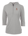 Oklahoma State Cowboys Wrestling Pete Cutter & Buck Virtue Eco Pique Recycled Half Zip Pullover Womens Hoodie Polished Medium Gray Mannequin Thumbnail Image
