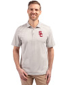 USC Trojans Cutter & Buck Virtue Recycled Stripe Featherlight Pique Mens Polo Polished Medium Gray Front Thumbnail Image