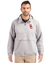 View image 7: USC Trojans Cutter & Buck Charter Recycled Packable Mens Half Zip Anorak Jacket Polished Medium Gray Front