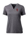 USC Trojans Cutter & Buck Forge Eco Heathered Stretch Womens Blade Top Charcoal Heather Mannequin Thumbnail Image