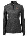 Oklahoma State Cowboys Wrestling Pete Cutter & Buck Traverse Stretch Eco Camo Print Quarter Zip Womens Pullover Black Mannequin Thumbnail Image