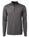 Oklahoma State Cowboys Wrestling Pete Cutter & Buck Virtue Eco Pique Micro Stripe Recycled Mens Quarter Zip Black/Elemental Grey Mannequin Thumbnail Image