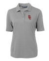USC Trojans Cutter & Buck Virtue Eco Pique Recycled Womens Polo Polished Medium Gray Mannequin Thumbnail Image