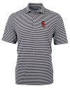 USC Trojans Cutter & Buck Virtue Eco Pique Stripe Recycled Mens Big and Tall Polo Black Mannequin Thumbnail Image
