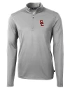 USC Trojans Cutter & Buck Virtue Eco Pique Recycled Quarter Zip Mens Big & Tall Pullover Polished Medium Gray Mannequin Thumbnail Image