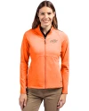 Oklahoma State Cowboys Cutter & Buck Adapt Eco Knit Heather Recycled Womens Full Zip College Orange Heather Front Thumbnail Image