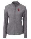 USC Trojans Cutter & Buck Adapt Eco Knit Heather Recycled Womens Full Zip Black Heather Mannequin Thumbnail Image