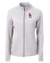 USC Trojans Cutter & Buck Adapt Eco Knit Heather Recycled Womens Full Zip Polished Heather Mannequin Thumbnail Image