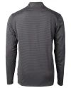 USC Trojans Cutter & Buck Virtue Eco Pique Micro Stripe Recycled Mens Big & Tall Quarter Zip Black/Elemental Grey Mannequin Back Thumbnail Image