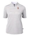 Oklahoma State Cowboys Wrestling Pete Cutter & Buck Virtue Eco Pique Stripe Recycled Womens Top Polished Medium Gray Mannequin Thumbnail Image