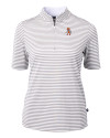 Oklahoma State Cowboys Wrestling Pete Cutter & Buck Virtue Eco Pique Stripe Recycled Womens Top Polished Medium Gray Mannequin Thumbnail Image