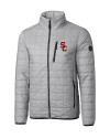 USC Trojans Cutter & Buck Rainier PrimaLoft® Mens Eco Insulated Full Zip Puffer Jacket Polished Medium Gray Mannequin Thumbnail Image