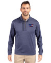 Washington Commanders Americana Cutter & Buck Stealth Heathered Quarter Zip Mens Pullover Liberty Navy Front Thumbnail Image