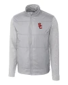 USC Trojans Cutter & Buck Stealth Hybrid Quilted Mens Full Zip Windbreaker Jacket Polished Medium Gray Mannequin Thumbnail Image