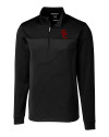USC Trojans Cutter & Buck Traverse Stretch Eco Stripe Quarter Zip Mens Pullover Black Mannequin Thumbnail Image