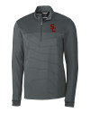 USC Trojans Cutter & Buck Traverse Stretch Eco Stripe Quarter Zip Mens Pullover Elemental Grey Mannequin Thumbnail Image