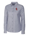 USC Trojans Cutter & Buck Stretch Oxford Womens Long Sleeve Dress Shirt Charcoal Mannequin Thumbnail Image