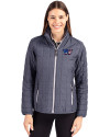 Washington Commanders Americana Cutter & Buck Rainier PrimaLoft®  Womens Eco Insulated Full Zip Puffer Jacket Anthracite Melange Front Thumbnail Image