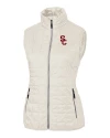 USC Trojans Cutter & Buck Rainier PrimaLoft® Womens Eco Insulated Full Zip Puffer Vest Coconut Mannequin Thumbnail Image