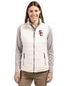 USC Trojans Cutter & Buck Rainier Recycled Insulated Puffer Womens Full Zip Vest Coconut Front Thumbnail Image