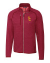 USC Trojans Cutter & Buck Mainsail Sweater-Knit Mens Full Zip Jacket Cardinal Red Heather Mannequin Thumbnail Image