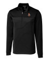 View image 3: Oklahoma State Cowboys Wrestling Pete Cutter & Buck Traverse Recycled Smooth Stretch Mens Big & Tall Stripe Quarter Zip Pullover Black Mannequin