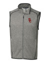 USC Trojans Cutter & Buck Mainsail Sweater-Knit Mens Full Zip Vest Polished Heather Mannequin Thumbnail Image