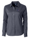 Washington Commanders Americana Cutter & Buck Versatech Geo Dobby Stretch Womens Long Sleeve Dress Shirt Liberty Navy Mannequin Thumbnail Image