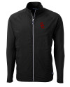 USC Trojans Cutter & Buck Adapt Eco Knit Hybrid Recycled Mens Full Zip Jacket Black Mannequin Thumbnail Image