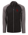 USC Trojans Cutter & Buck Adapt Eco Knit Hybrid Recycled Mens Full Zip Jacket Black Heather/Black Mannequin Thumbnail Image