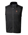 Oklahoma State Cowboys Wrestling Pete Cutter & Buck Mainsail Sweater-Knit Mens Big and Tall Full Zip Vest Charcoal Heather Mannequin Thumbnail Image