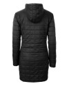 USC Trojans Cutter & Buck Rainier PrimaLoft®  Womens Eco Insulated Hooded Long Coat Black Mannequin Back Thumbnail Image