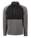 USC Trojans Cutter & Buck Adapt Eco Knit Hybrid Recycled Mens Quarter Zip Black Heather/Black Mannequin Thumbnail Image