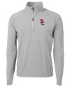 USC Trojans Cutter & Buck Adapt Eco Knit Hybrid Recycled Mens Quarter Zip Polished Medium Gray Mannequin Thumbnail Image