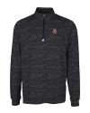 Oklahoma State Cowboys Wrestling Pete Cutter & Buck Traverse Stretch Eco Camo Print Quarter Zip Mens Big and Tall Pullover Black Mannequin Thumbnail Image