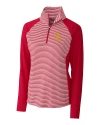 USC Trojans Cutter & Buck Forge Tonal Stripe Stretch Half Zip Womens Top Cardinal Red Mannequin Thumbnail Image