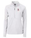 Oklahoma State Cowboys Wrestling Pete Cutter & Buck Adapt Eco Knit Stretch Recycled Womens Half Zip Pullover White Mannequin Thumbnail Image