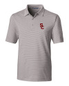 USC Trojans Cutter & Buck Forge Pencil Stripe Stretch Mens Polo Polished Medium Gray Mannequin Thumbnail Image