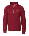 USC Trojans Cutter & Buck Mainsail Sweater-Knit Mens Half Zip Pullover Jacket Cardinal Red Heather Mannequin Thumbnail Image