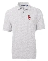 USC Trojans Cutter & Buck Virtue Eco Pique Botanical Print Recycled Mens Polo Polished Medium Gray Mannequin Thumbnail Image