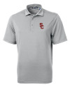USC Trojans Cutter & Buck Virtue Eco Pique Recycled Mens Polo Polished Medium Gray Mannequin Thumbnail Image