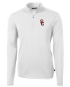 USC Trojans Cutter & Buck Virtue Eco Pique Recycled Quarter Zip Mens Pullover White Mannequin Thumbnail Image