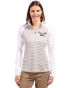 Philadelphia Eagles Historic Cutter & Buck Forge Tonal Stripe Stretch Half Zip Womens Top White/Polished Front Thumbnail Image