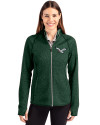 Philadelphia Eagles Historic Cutter & Buck Mainsail Full Zip Hooded Womens Jacket Hunter Heather Front Thumbnail Image
