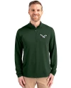 View image 4: Philadelphia Eagles Historic Cutter & Buck Virtue Recycled Featherlight Pique Mens Quarter Zip Pullover Hunter Green Front